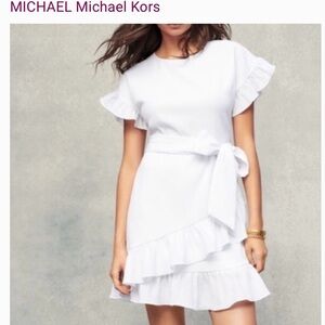 Michael Kors White Ruffle Mini Dress petite PL